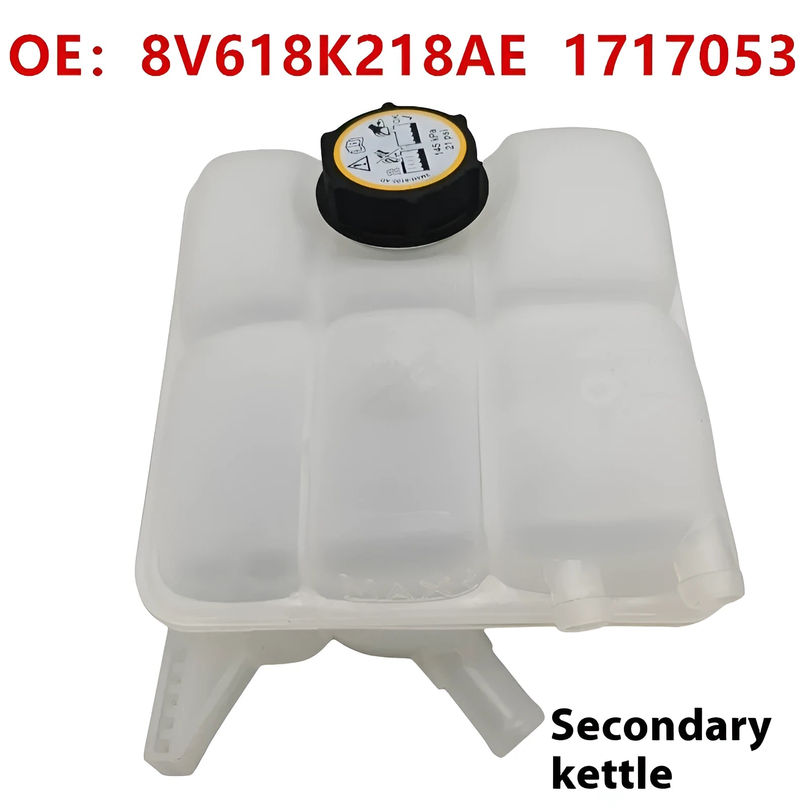 White plastic secondary water tank for Ford, compatible with 8V618K218AE 1717053 CV6Z8A080A