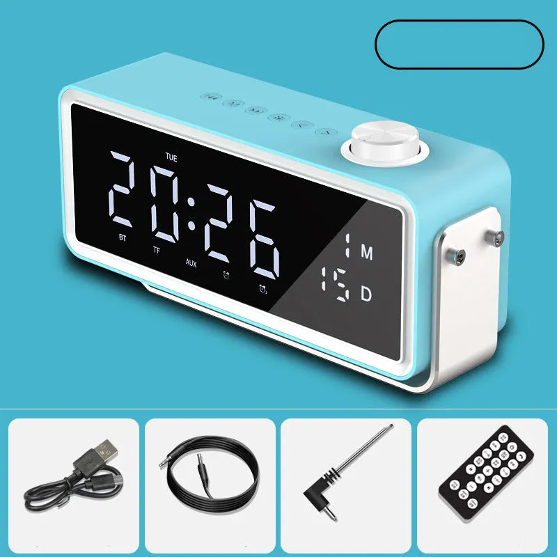 K5 smart alarm clock speaker in black with Bluetooth 5.0 dual speakers and clock display