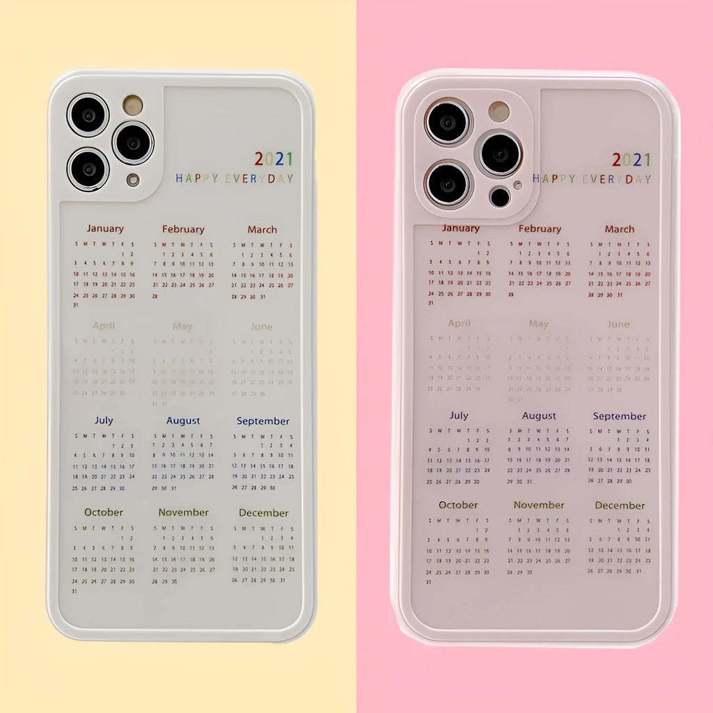 Calendar themed TPU back cover phone case for iPhone 11 in light foundation colour, simple design
