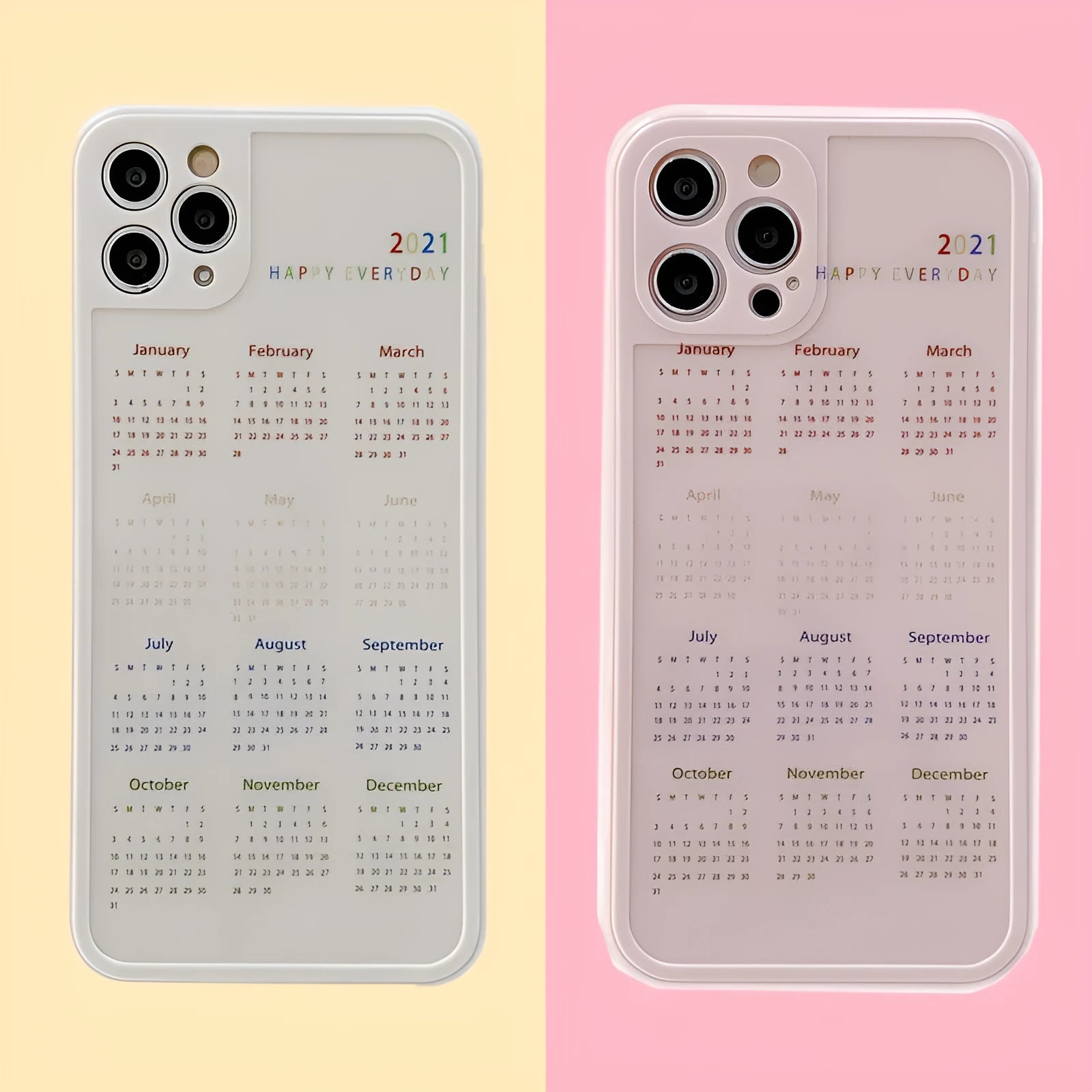 Calendar themed TPU back cover phone case for iPhone 11 in light foundation colour, simple design