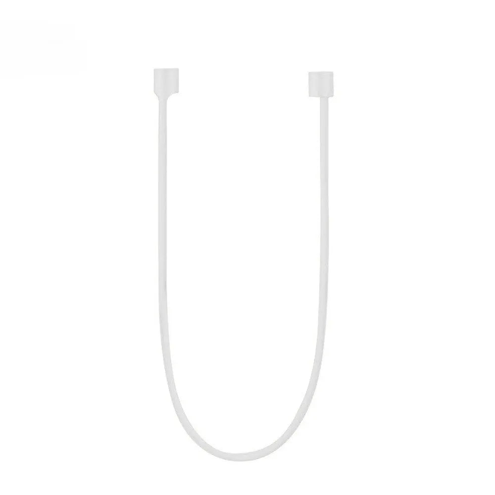 Silicone AirPods case with attached anti-lost rope and integrated shockproof earmuffs for earbud protection