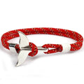 Anchor whale tail umbrella rope handmade couple bracelet in alloy with plating finish, 21cm length