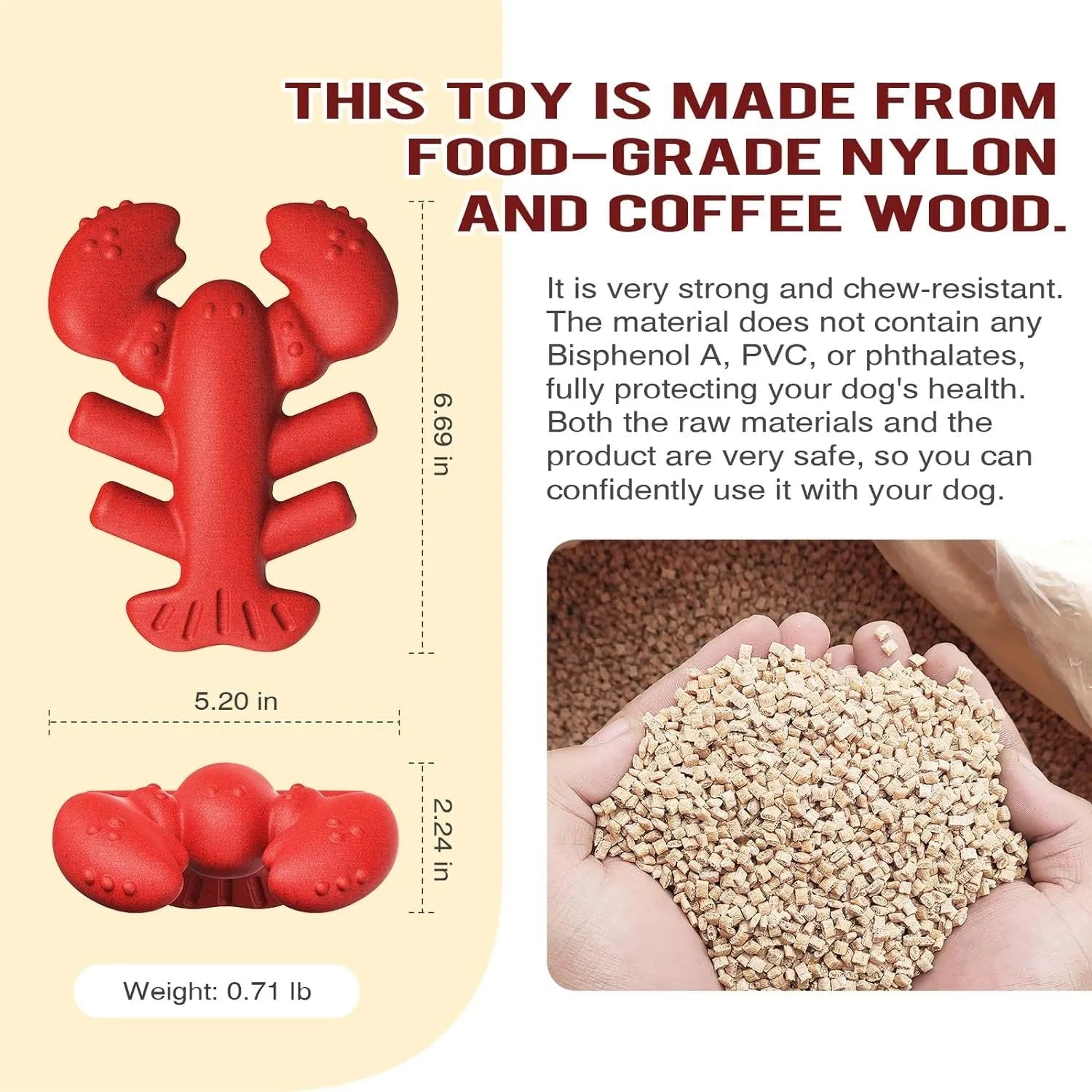 Red hard nylon chew toy for large dogs on a white background