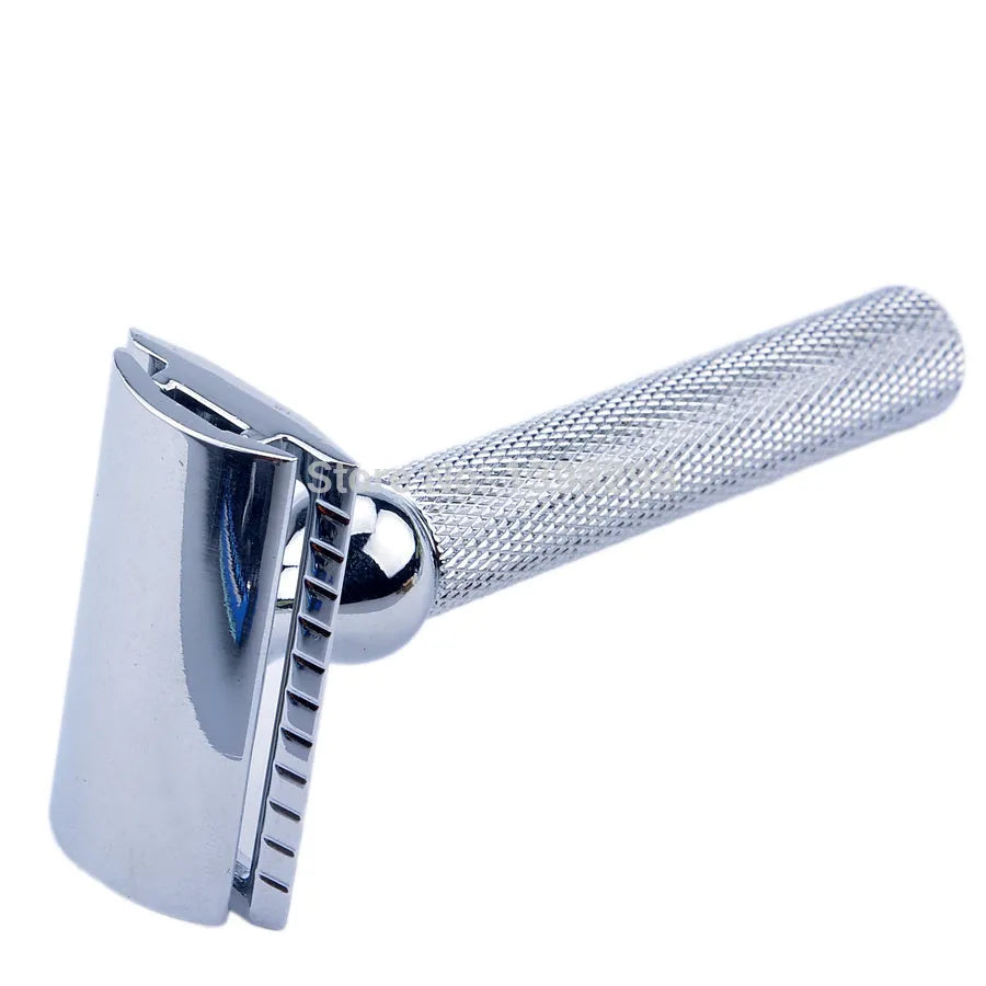 CSB men's shaving set with badger hair brush, double edge razor, chrome stand, soap bowl and blades