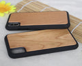 Wooden iPhone case with TPU bumper in Bamboo, Cherry, Rosewood, Walnut, or White colour options