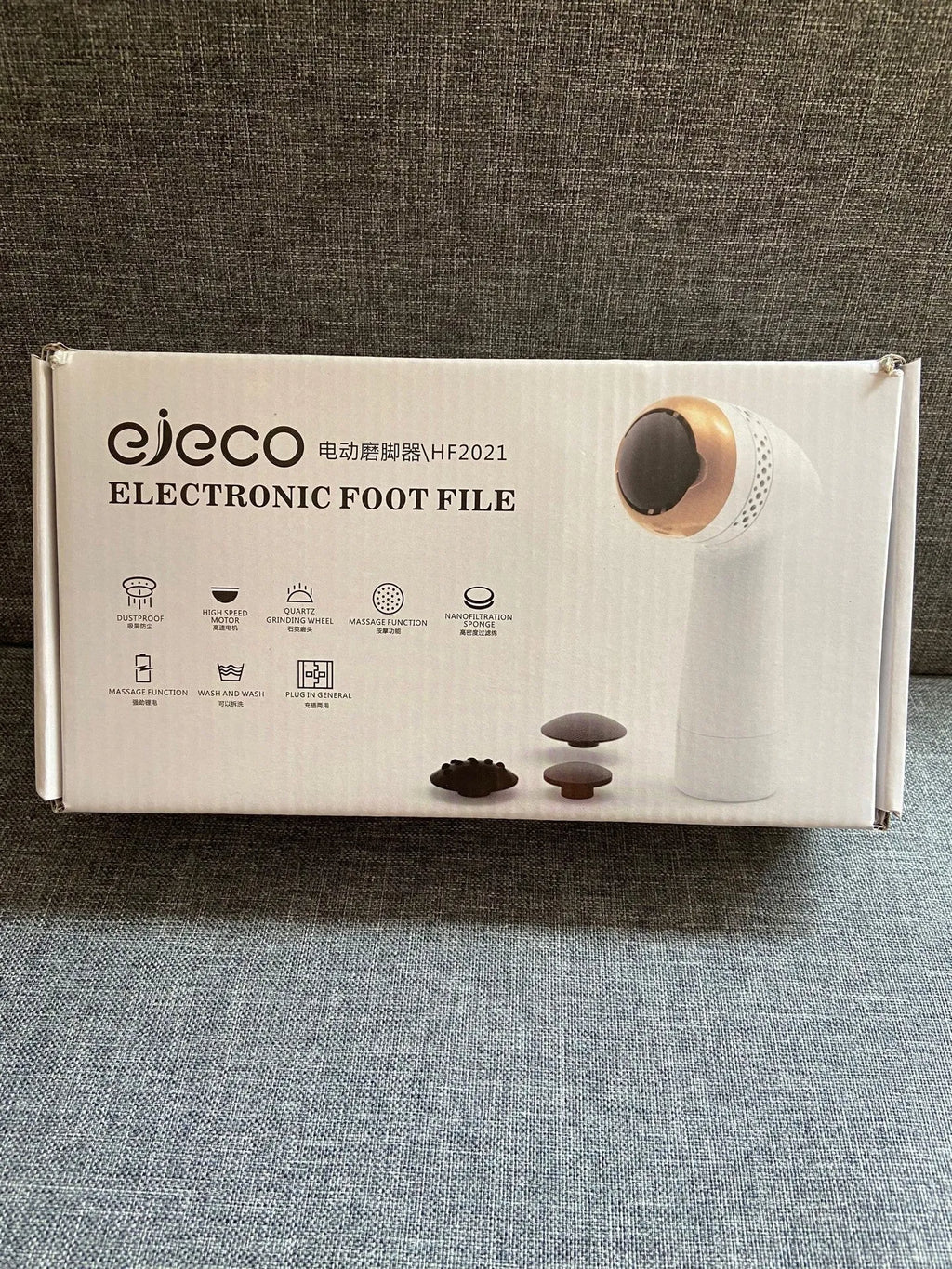 Electric vacuum foot grinder with a refined quartz grinding head in a metallic colour option.