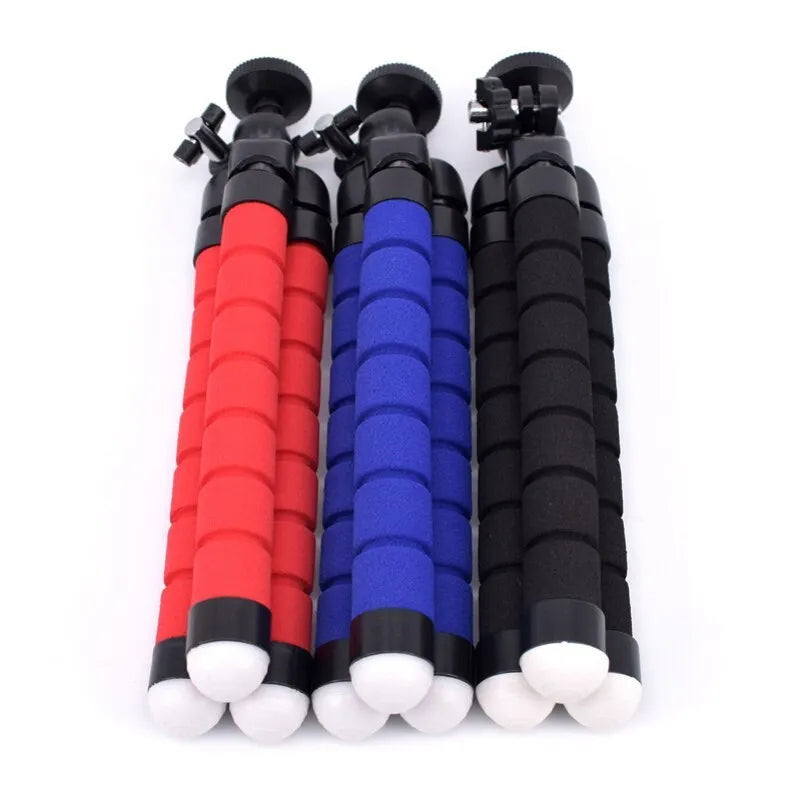 Black flexible octopus tripod with wrapped legs showing 1/4-20 screw mount for smartphones