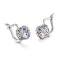 Korean retro style crown-shaped copper ear clips with studs, shown in rose gold and white gold colour options.