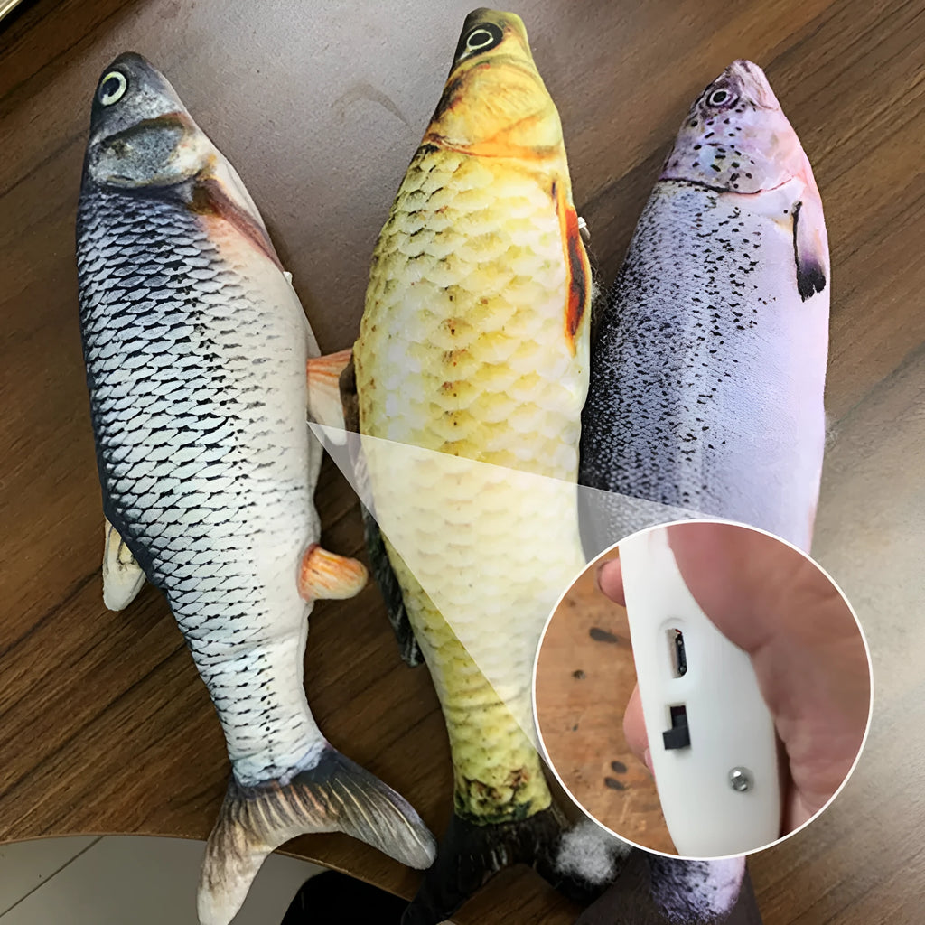 Multicolour electric jumping fish cat toy with USB cable for recharging