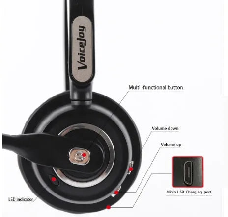 Truck driver Bluetooth headset with microphone featuring noise cancelling technology for office and professional use