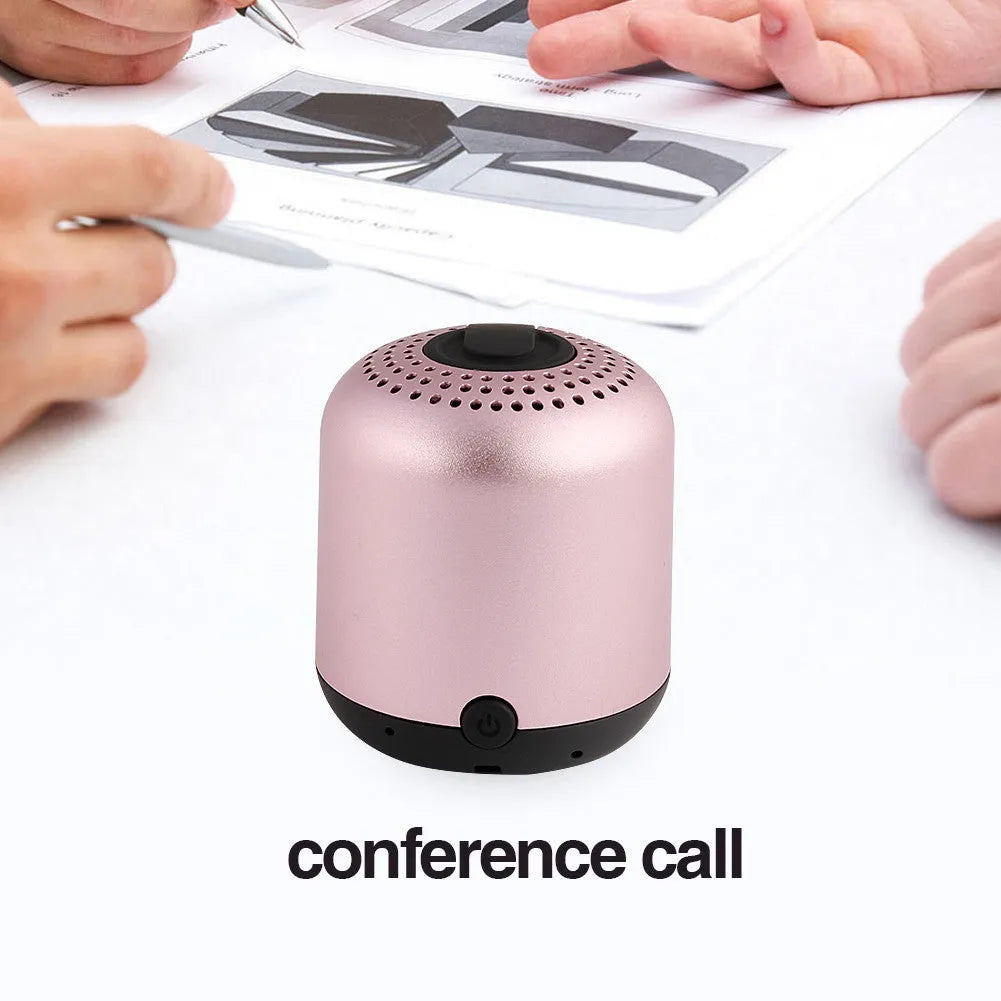 Hieha XQ11 cylinder-shaped mini portable Bluetooth speaker in black, gold, pink, red, and silver colour options.