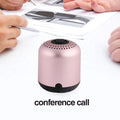 Hieha XQ11 cylinder-shaped mini portable Bluetooth speaker in black, gold, pink, red, and silver colour options.
