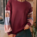 Women's plaid stitching long-sleeved polyester top in loose Japanese Korean casual style