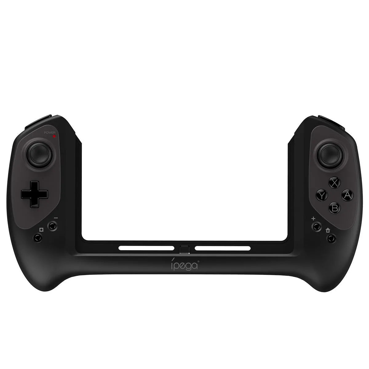 Black Nintendo Switch wireless gamepad controller with curved ergonomic grips and textured analogue sticks.