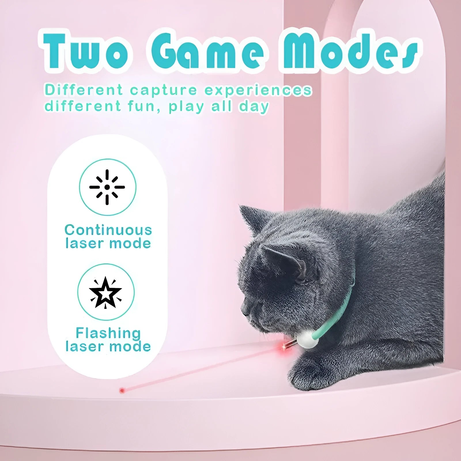 Smart USB charging laser cat collar with monochrome pattern and graphic colour