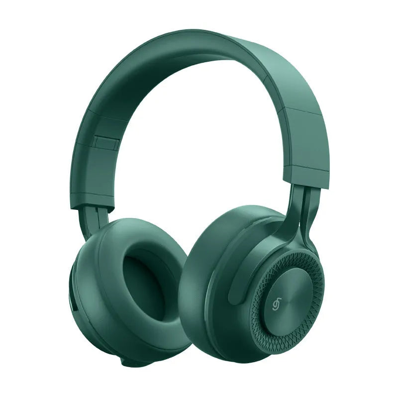 Red sports wireless Bluetooth headset with over-ear design on a white background.