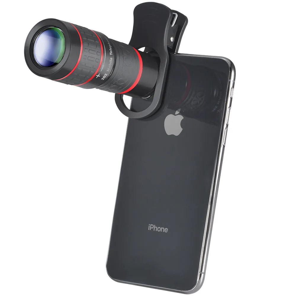 20x magnification smartphone telescope with universal mounting clip for iPhone and Android mobile phones