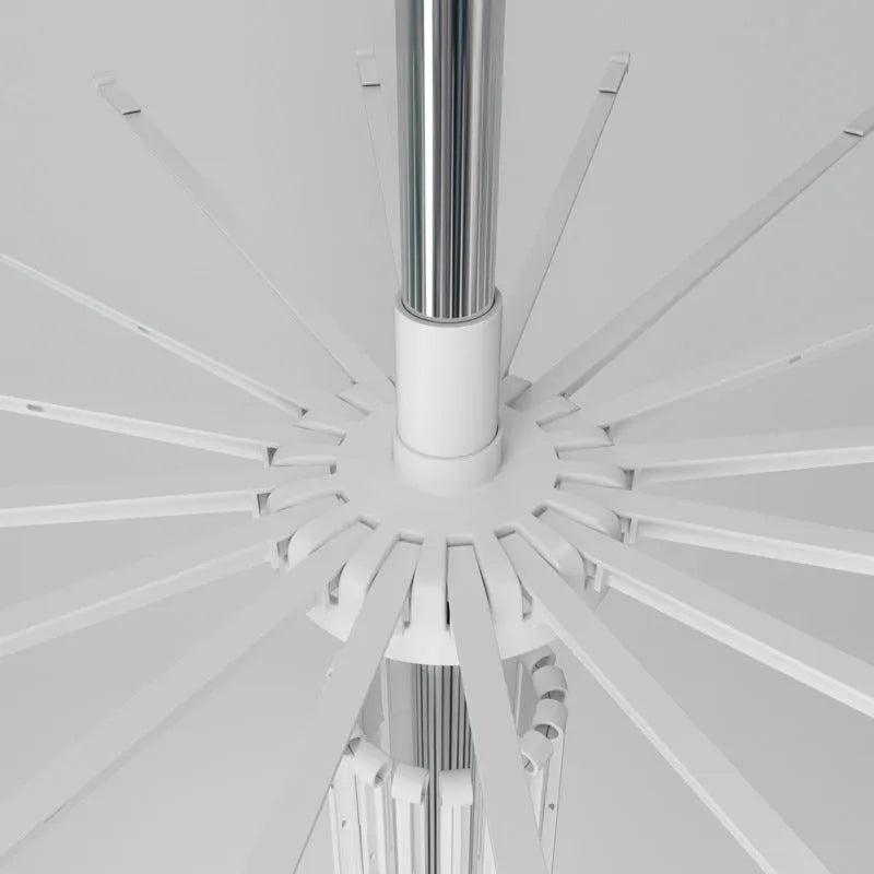 Mobile three-layer stainless steel drying rack with plastic clips for socks and ties.