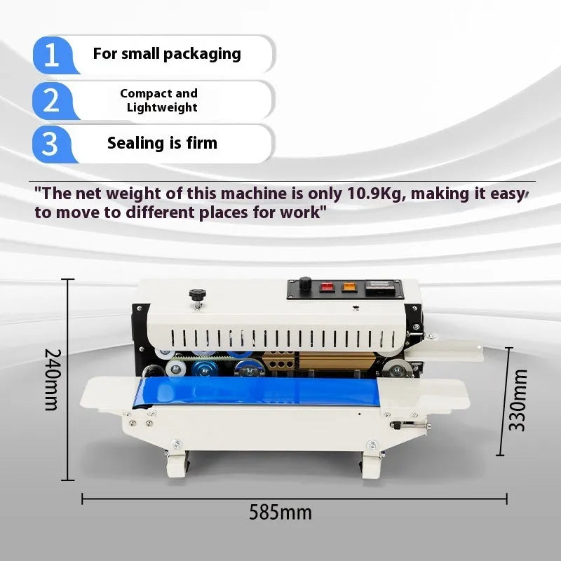 Handheld mini steel sealing machine for printing dates on plastic packaging films.