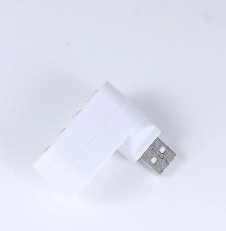 Black and white USB 2.0 hub splitter showing four USB ports for expanding computer connectivity.