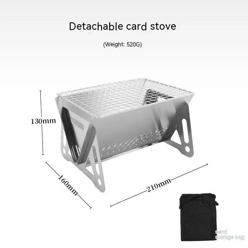 Large stainless steel folding barbecue oven for 1-2 people with storage bag