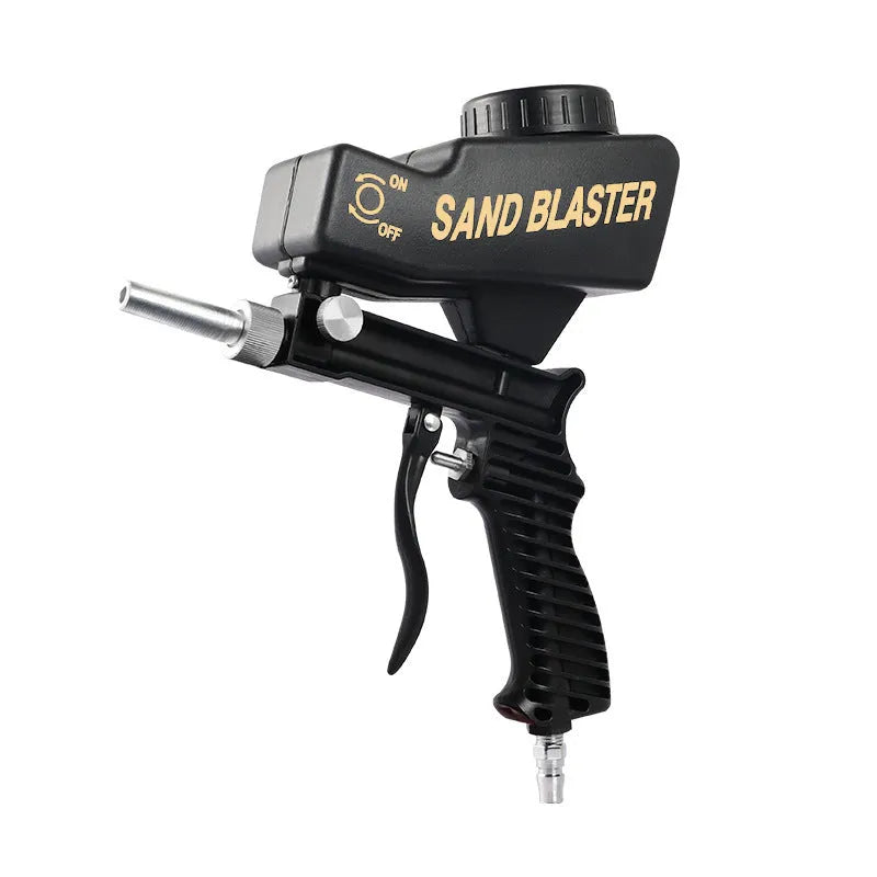 Portable black pneumatic sandblasting gun with a top-mounted hopper and a 6.5mm nozzle.