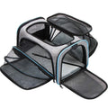 Large capacity cat carrier bag in black with red piping, made from 600D cation material