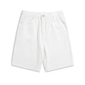 Men's light blue denim shorts with a straight leg and five-pocket design on a mid-waist fit.