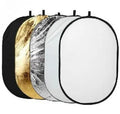 Collapsible 60x90cm photography reflector with five surfaces including gold, silver, white, black and translucent