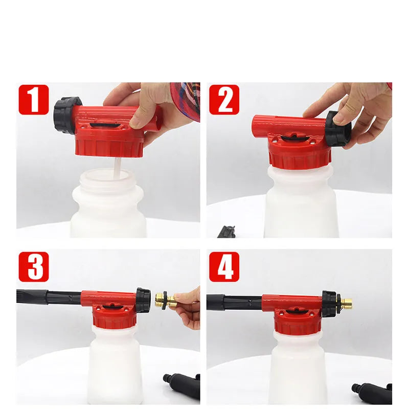 Green and black high pressure garden spray gun for watering and pest control.
