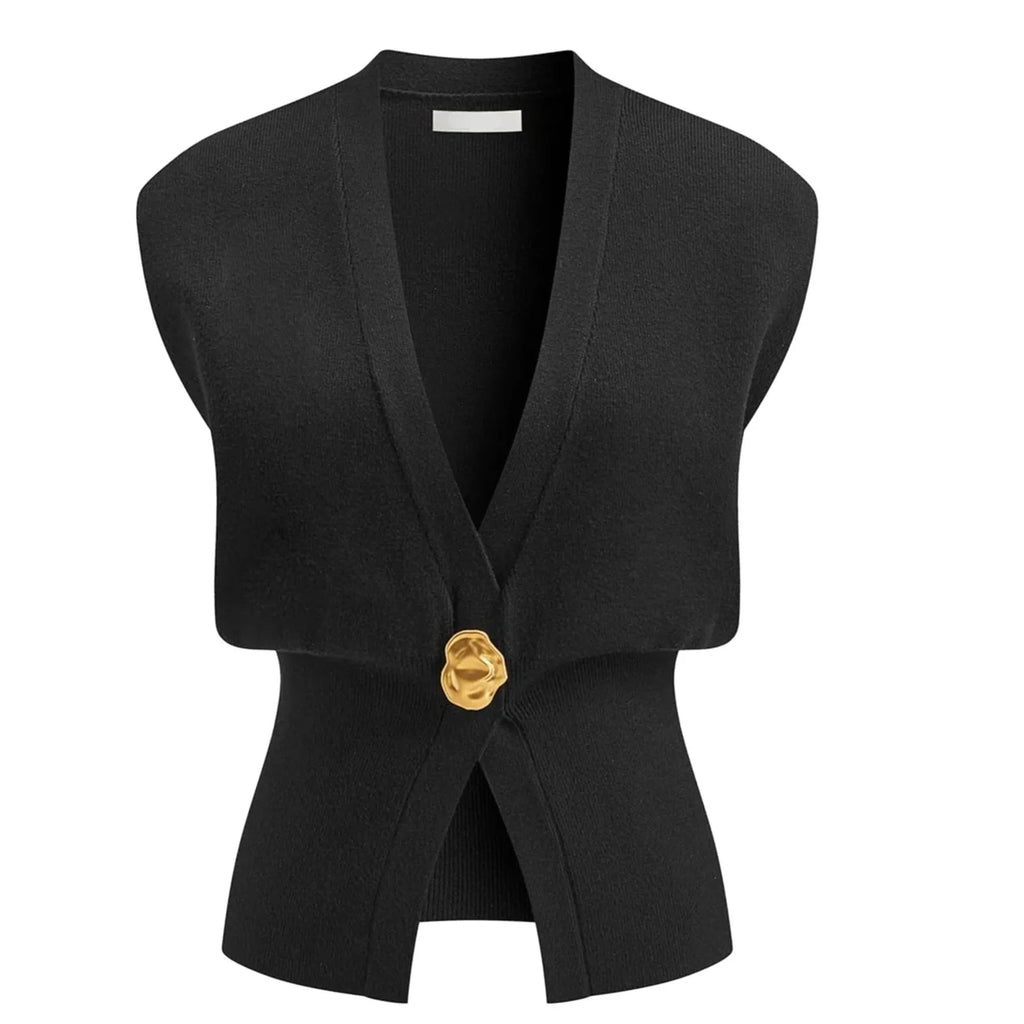 Women's loose fit V-neck button cardigan in a knitted polyester fabric, shown in one of six available colours.