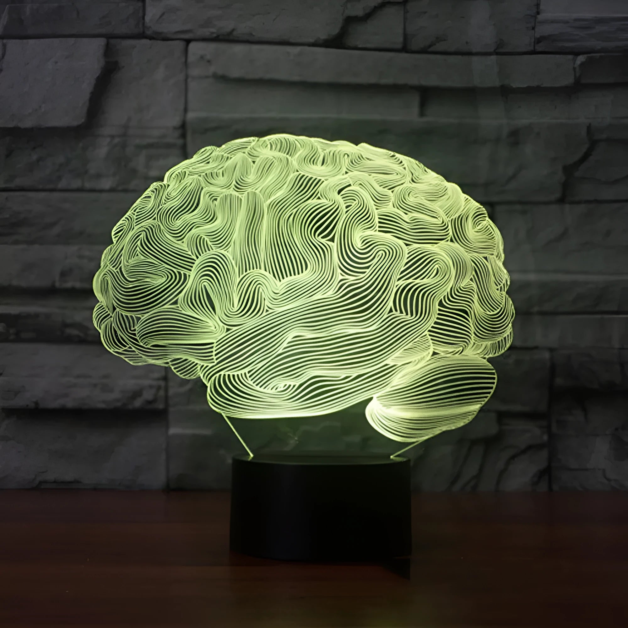 3D brain illusion LED desk lamp with remote control showing colourful wall projections