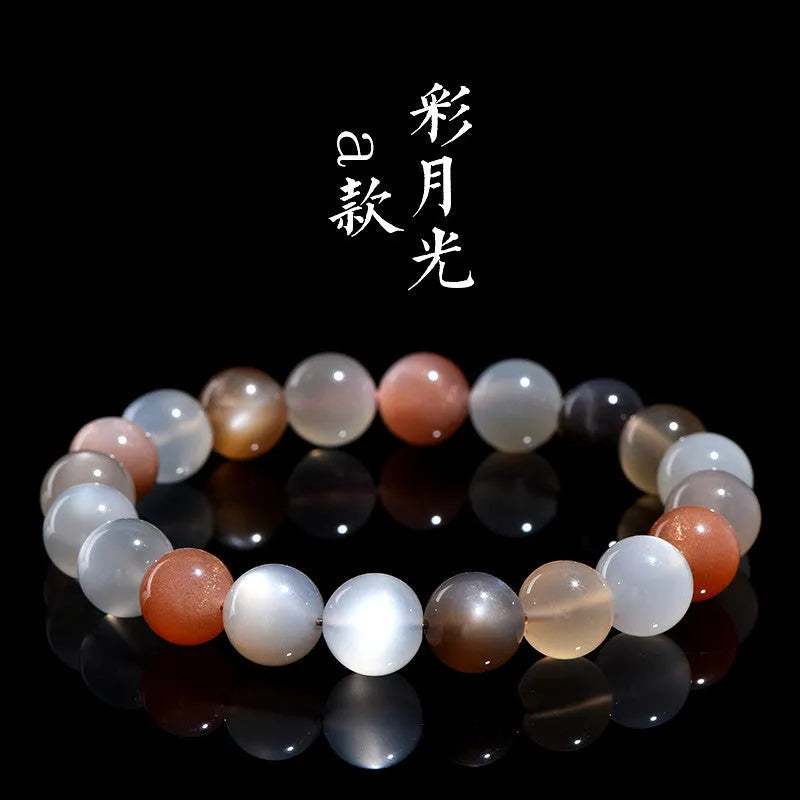 Moonstone colourful moon light bracelet with 8mm single circle diameter