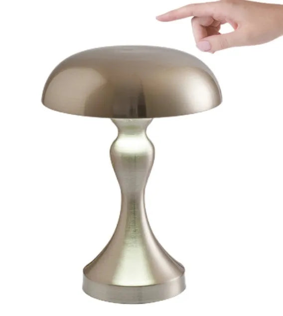 Bronze metal USB rechargeable desk lamp with touch control and three colour light settings.