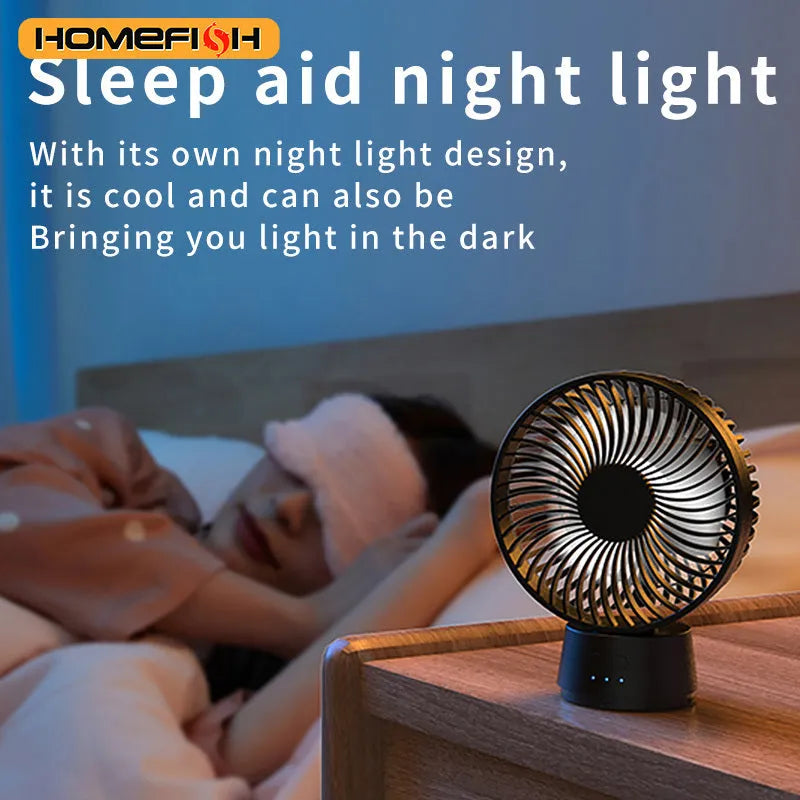 HOMEFISH F2 automatic shake head baby stroller fan with LED light on a detachable bracket
