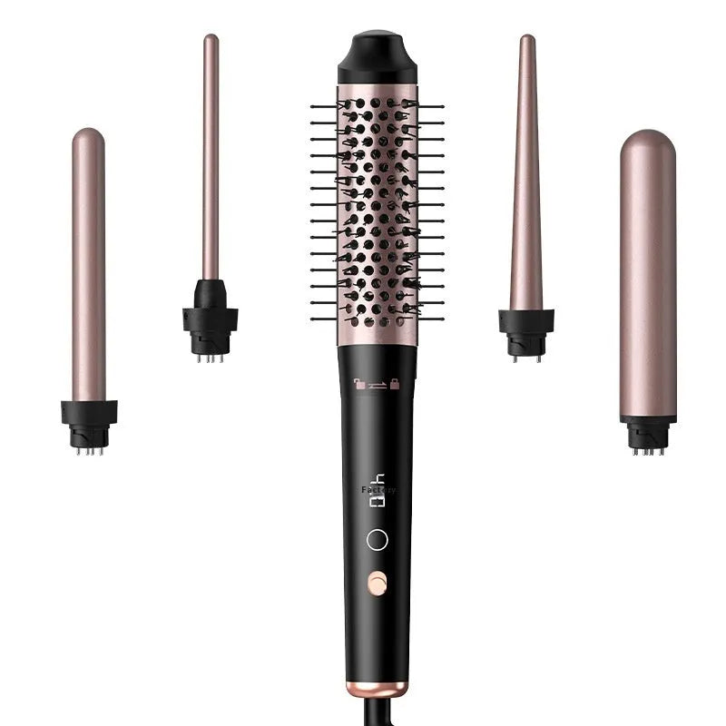 Automatic large wave hair curler in rose gold or black with digital temperature display