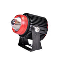 Small steel cannon 30W dual-color LED spotlight with red housing, copper heat strip, and fan, for motorcycle car SUV