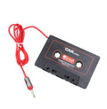 Black car cassette adapter for connecting MP3 players and mobile phones to car stereos via 3.5mm jack
