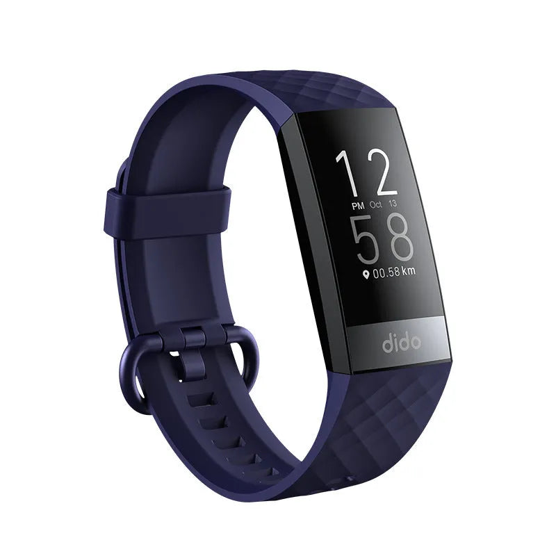 Y6 Black smart bracelet with 1.1-inch screen displaying health metrics including blood pressure and ECG