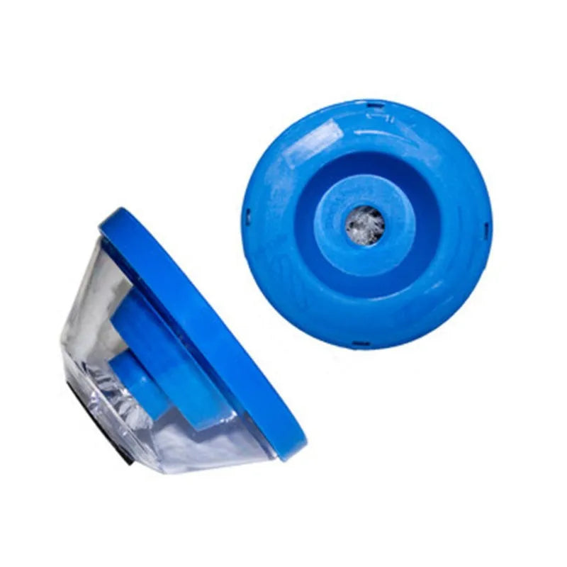 Blue plastic electric hammer dust cover accessory for drilling debris collection.