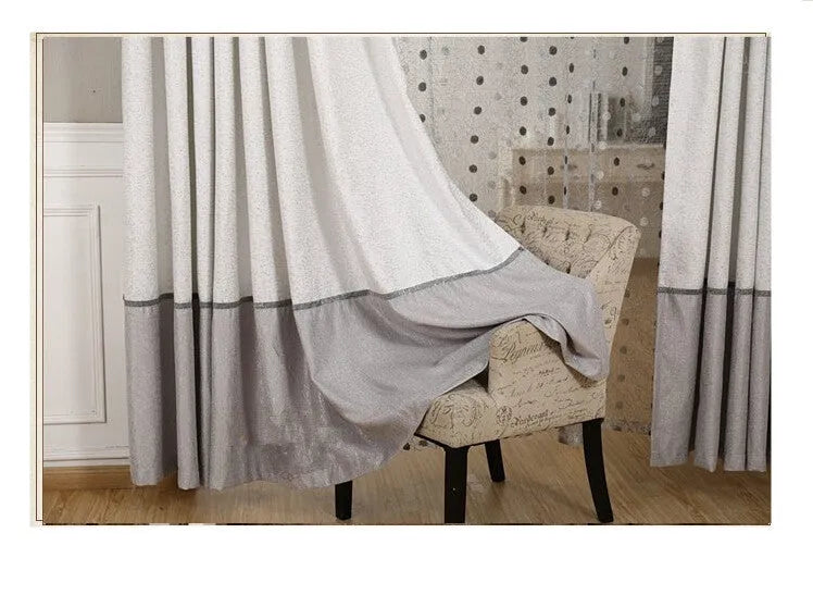 A single panel of simple blackout fabric curtain, showing hook, Korean hook, and ring hanging style options.
