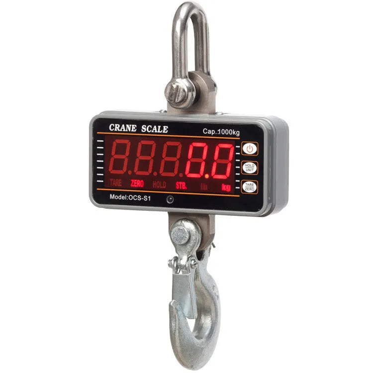 Orange electronic crane scale with digital display for 500 kg capacity industrial weighing