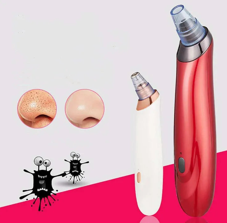 Black, gold, red or white electric blackhead extractor with vacuum suction nozzles