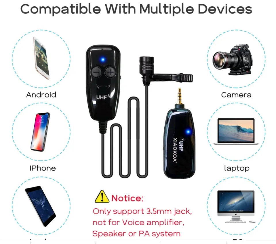 Black mobile phone lavalier microphone with 3.5mm plug and clip