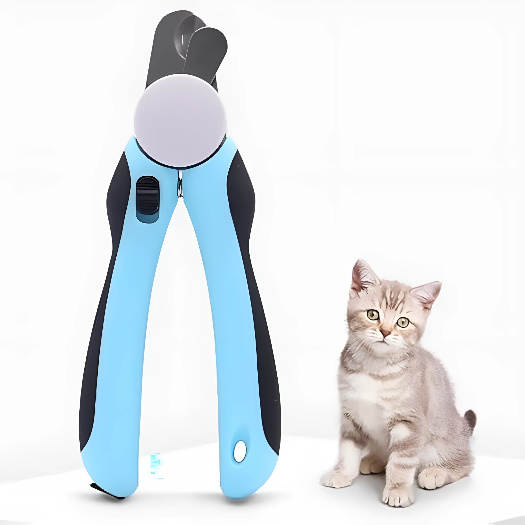 Blue heavy-duty dog nail clippers with a safety guard for large breed dogs.
