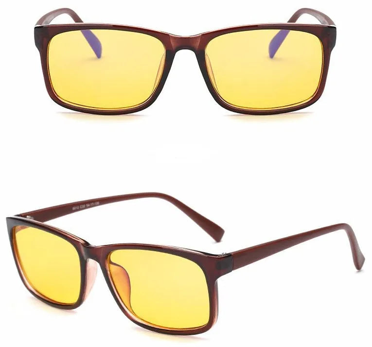 Unisex Blu-ray glasses with vintage plastic frame and reed-coloured PC lenses for UV400 protection