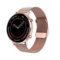 DT96 smart bracelet with 1.3-inch screen on a steel strap, shown in silver.