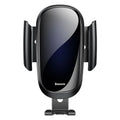 Universal smart car phone bracket with flexible gooseneck arm mounted on a car dashboard