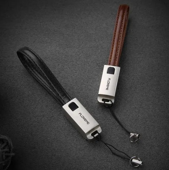 20cm Leather USB to Lightning charging cable with Zinc Alloy connector in three colour options