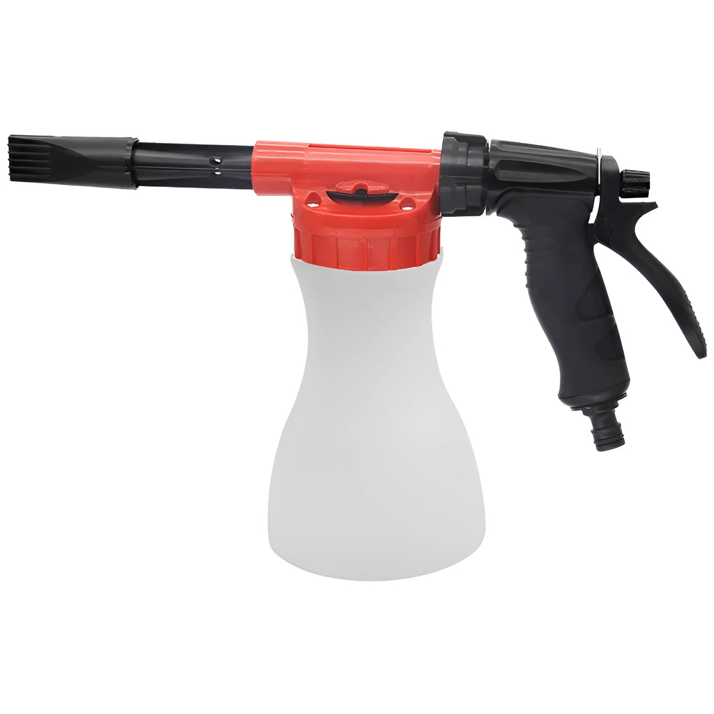 Green and black high pressure garden spray gun for watering and pest control.